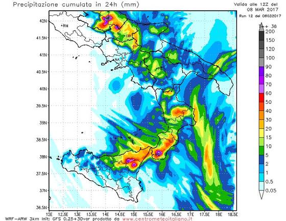 Maltempo al Sud Italia con temporali specie su Calabria, Sicilia, Molise e Puglia. Accumuli localmente anche di 150 mm - Fenomeni nelle prossime 24 ore Maltempo al Sud Italia con temporali specie su Calabria, Sicilia, Molise e Puglia. Accumuli localmente anche di 150 mm - Fenomeni nelle prossime 24 ore