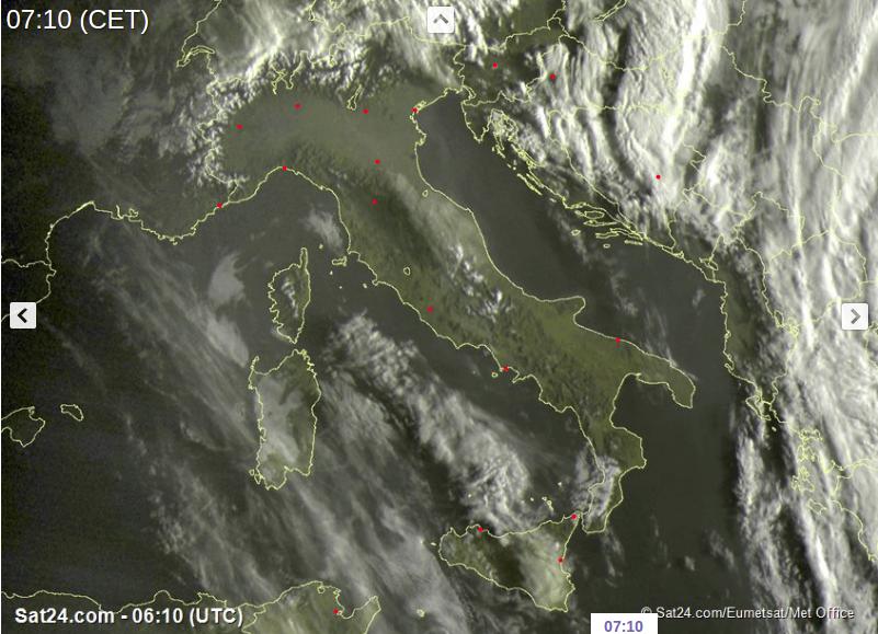 Tempo stabile sull'Italia grazie all'anticiclone, attenzione a qualche pioggia che nel pomeriggio potrebbe interessare il Sud - sat24.com Tempo stabile sull'Italia grazie all'anticiclone, attenzione a qualche pioggia che nel pomeriggio potrebbe interessare il Sud - sat24.com