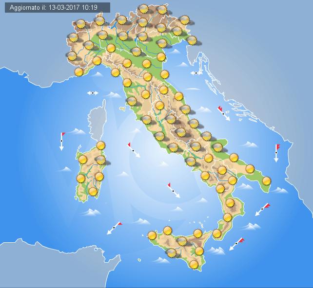 Previsioni meteo Italia, domani 14 Marzo 2017