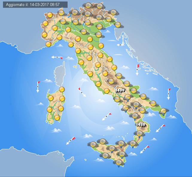 Previsioni meteo Italia, domani 15 Marzo 2017