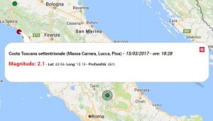 Terremoto oggi Toscana, nel tardo pomeriggio scossa in mare