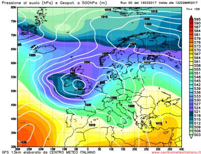 Analisi modelli GFS00Z: persiste generale stabilità atmosferica, maltempo in arrivo nel medio termine? L’emissione di questa mattina mette in evidenza questa possibilità 16 marzo 2017