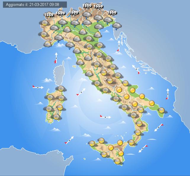 Previsioni meteo Italia, domani 22 Marzo 2017