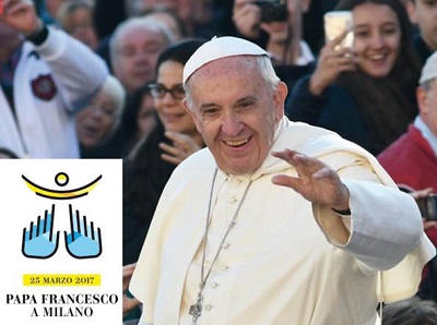 Papa Francesco in visita a Milano nella giornata di Sabato 25 Marzo. Fonte foto: milano.corriere.it