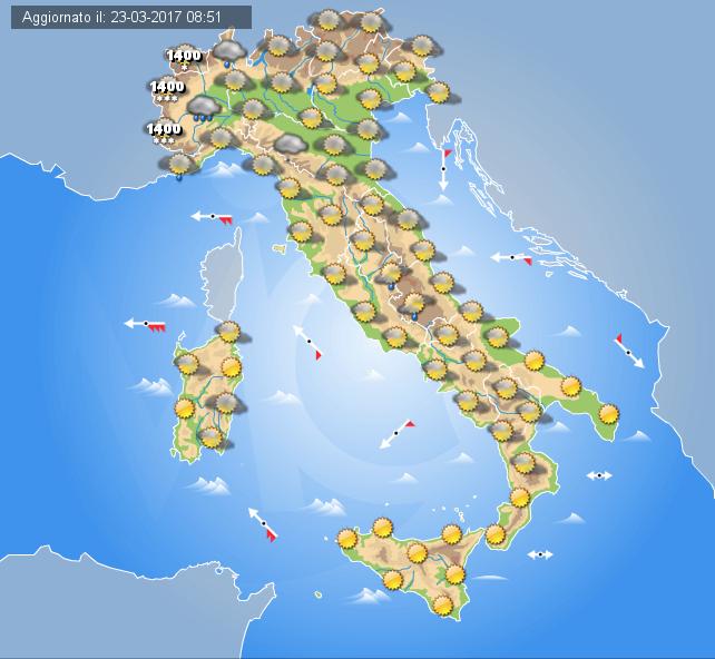 Previsioni meteo Italia, domani 24 Marzo 2017 