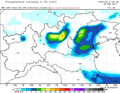 Precipitazioni attese sulle regioni di nordest questa sera, in propagazione poi anche verso le aree occidentali e sul Piemonte, ove si attendono nevicate oltre i 1500metri sulle Alpi.