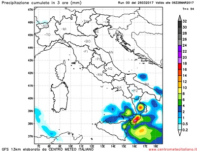 Instabilità in accentuazione sulle regioni meridionali nella giornata di domani, con il clou atteso fra Sicilia e Calabria dalla serata e dalla notte su Martedi.