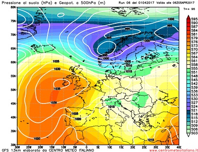 La situazione prevista per la giornata di Mercoledi, con la presenza sulle regioni centro settentrionali di un nuovo impulso instabile dal nord Europa, a determinare una situazione atmosferica volta alla formazione di rovesci e locali temporali.