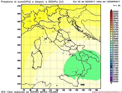 La circolazione di bassa pressione prevista isolarsi nella giornata di domani sulle regioni meridionali Italiane.