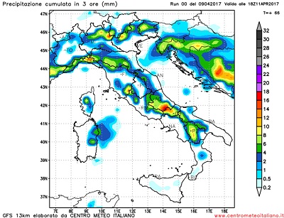 L'instabilità prevista nel corso della giornata di Martedi, quando è atteso il transito sull'Italia di un primo impulso instabile. 