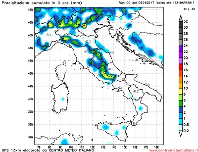 Primi fenomeni d'instabilità attesi già durante le ore pomeridiane e serali di domani, specie sui rilievi alpini e prealpini e localmente anche lungo la catena Appenninica centrale.