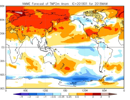 Tendenza meteo Primavera 2018 - cpc.ncep.noaa.gov