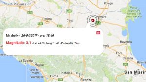 Terremoto oggi, scossa in Emilia Romagna