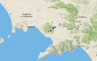 Vesuvio, rapida serie di scosse in poche ore. La mappa delle localizzazioni effettuate dall’Istituto Nazionale di Geofisica e Vulcanologia – 30 aprile 2017, fonte mappa: Ingv