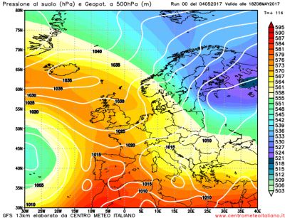 Analisi modelli GFS00Z: Analisi modelli GFS00Z: nuova fase di maltempo in arrivo al Nord, visione ancora incerta per il medio-lungo termine 4 maggio 2017
