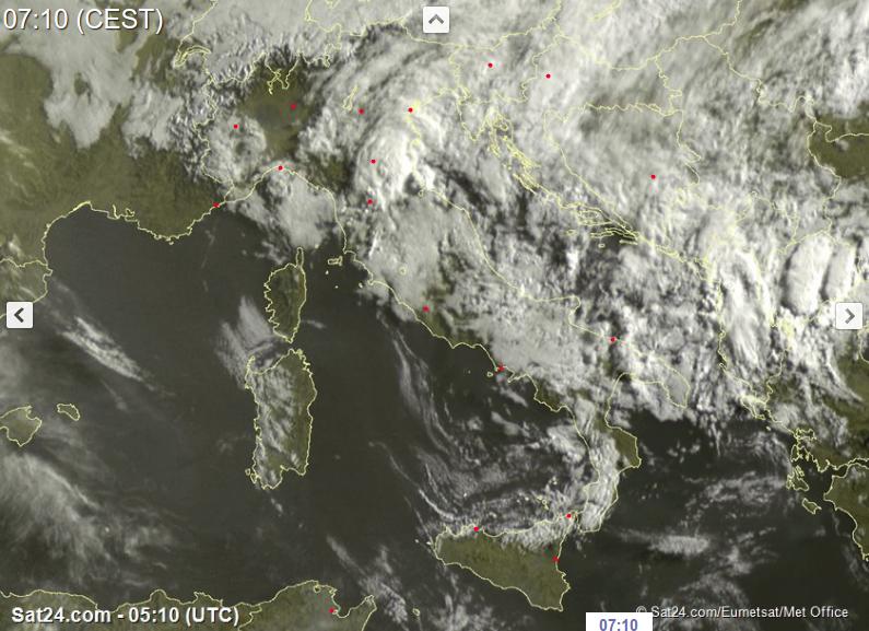 Condizioni meteo instabili in Italia nella giornata di oggi Martedì 9 Maggio, vediamo dove le piogge e i temporali - sat24.com Condizioni meteo instabili in Italia nella giornata di oggi Martedì 9 Maggio, vediamo dove le piogge e i temporali - sat24.com