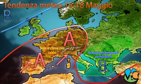 METEO ITALIA - tendenza verso una decisa rimonta dell' anticiclone salvo qualche disturbo al centro-nord