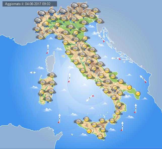Previsioni meteo Italia 5 Giugno: piogge e temporali anche intensi al Nord Italia, acquazzoni pomeridiani possibili anche nelle zone interne del Centro-Sud. Previsioni meteo Italia 5 Giugno: piogge e temporali anche intensi al Nord Italia, acquazzoni pomeridiani possibili anche nelle zone interne del Centro-Sud.