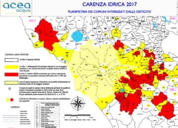 Emergenza acqua nel Lazio, le zone gialle e rosse in ...