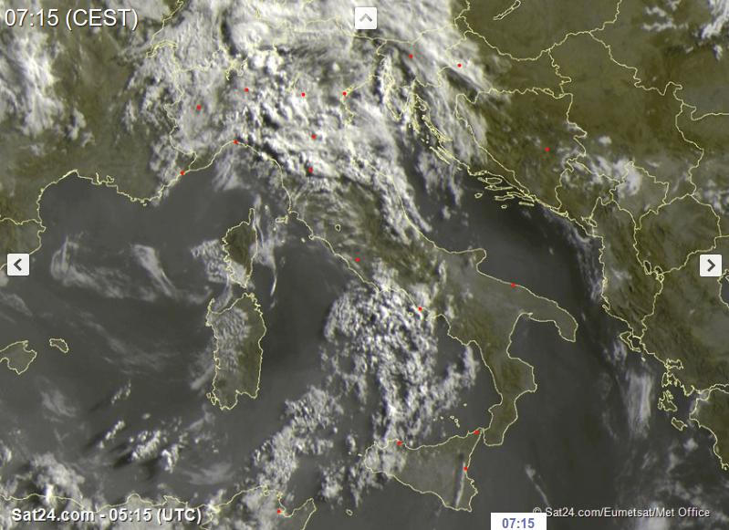 Condizioni meteo in peggioramento in Italia, piogge e locali temporali al Nord e sulla Toscana. Più sole al Sud - sat24.com Condizioni meteo in peggioramento in Italia, piogge e locali temporali al Nord e sulla Toscana. Più sole al Sud - sat24.com