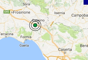 Terremoto oggi Lazio 11 luglio 2017, scossa M 2.6 provincia di Frosinone - Dati Ingv