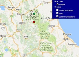 Terremoto oggi Umbria 16 agosto 2017, scossa M 2.1 provincia di Perugia - Dati Ingv