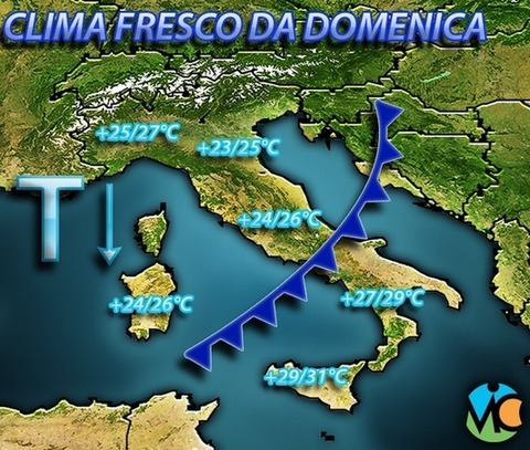Temperature in calo nel corso del prossimo weekend su tutta la Penisola con maltempo in arrivo Temperature in calo nel corso del prossimo weekend su tutta la Penisola con maltempo in arrivo