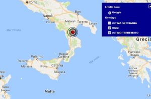 Terremoto oggi Calabria 6 ottobre 2017, scossa M 2.7 provincia di Cosenza - Dati Ingv