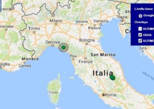 Terremoto oggi Liguria 13 ottobre 2017, scossa M 2.4 provincia di La Spezia - Dati Ingv