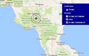Terremoto oggi Campania 27 ottobre 2017, scossa M 3.8 a Padula, provincia di Salerno - Dati Ingv