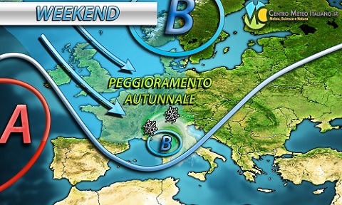 Meteo weekend: fase di maltempo autunnale in arrivo Meteo weekend: fase di maltempo autunnale in arrivo