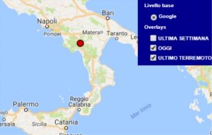Terremoto oggi Campania 8 novembre 2017, scossa M 2.1 in provincia di Salerno - Dati Ingv