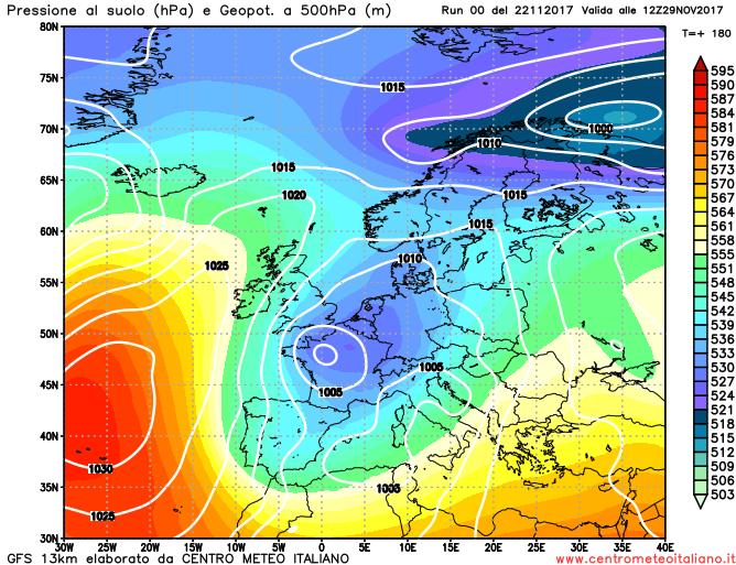 Piogge abbondanti per il finale di novembre secondo il modello GFS