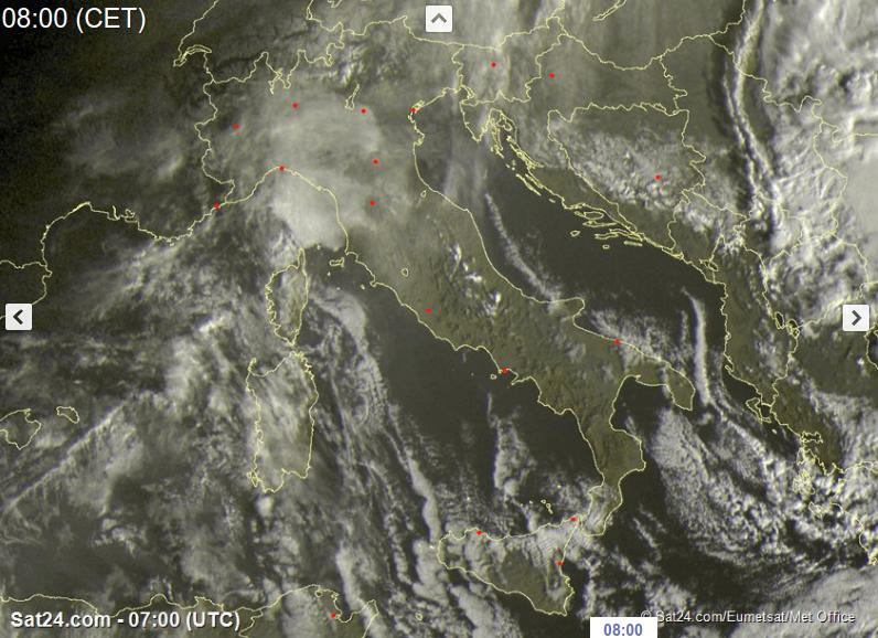 Mattinata con gelate diffuse, tempo in peggioramenteo nelle prossime ore - sat24.com