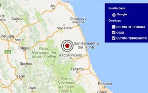 Terremoto oggi Marche 7 dicembre 2017, scossa M 2.6 provincia di Fermo - Dati Ingv