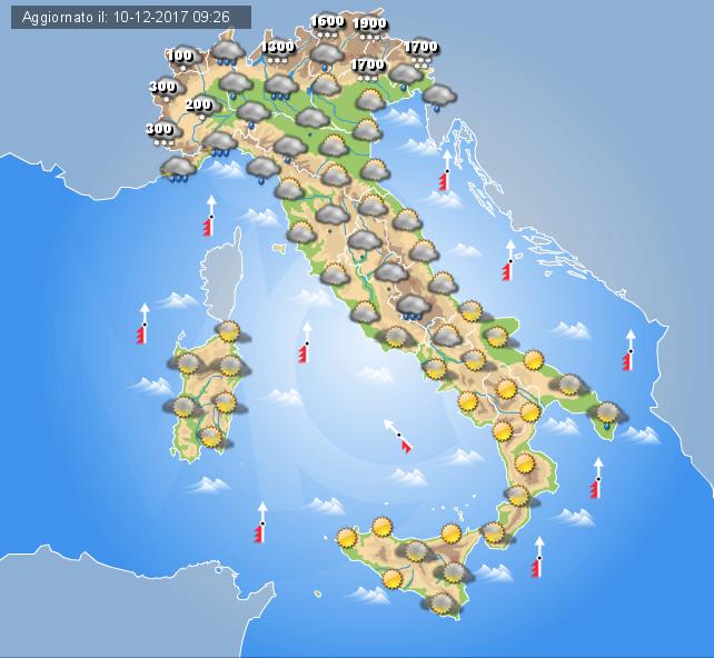 Previsioni meteo domani 11 dicembre 2017
