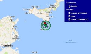 Terremoto oggi Sicilia 14 dicembre 2017, scossa M 3.9 canale meridionale - Dati Ingv