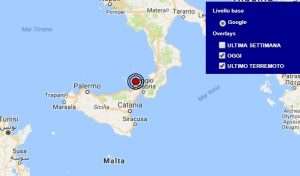 Terremoto oggi Sicilia 2 gennaio 2018, scossa M 2.5 Tirreno meridionale - Dati Ingv