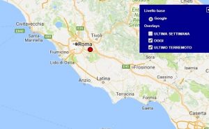 Terremoto oggi Lazio 4 gennaio 2018, scossa M 2.0 provincia di Roma - Dati Ingv