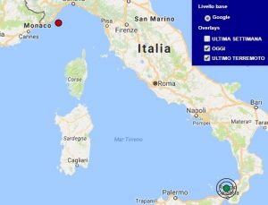 Terremoto oggi Liguria 17 gennaio 2018, scossa M 2.2 costa ligure - Dati Ingv