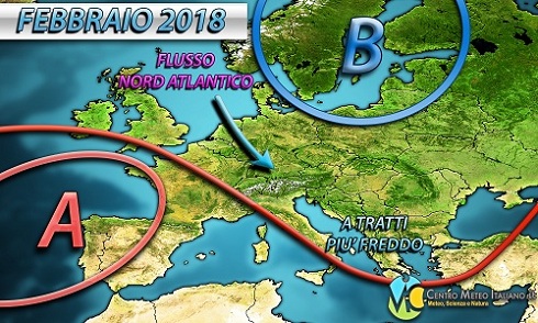 METEO Febbraio 2018: anticiclone dominante sull'Europa occidentale?