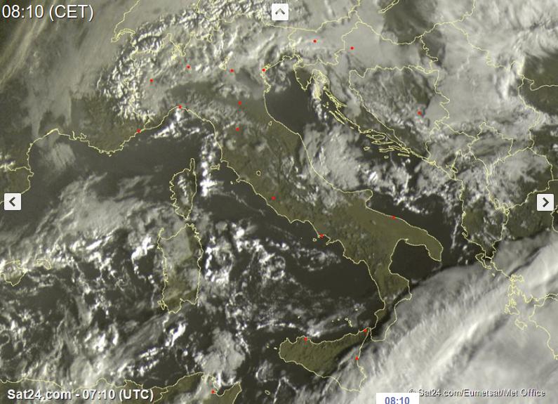 Maltempo al Sud, localmente instabile altrove - sat24.com