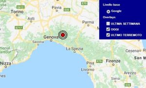 Terremoto oggi Liguria 16 febbraio 2018, scossa M 2.3 provincia di Genova - Dati Ingv