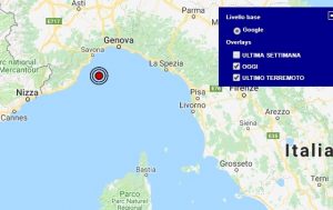 Terremoto oggi Liguria 21 febbraio 2018, scossa M 2.4 costa ligure - Dati Ingv