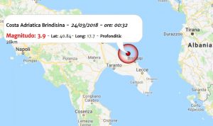 Terremoto oggi, nella notte scossa M 3.9 in Puglia
