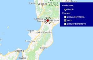 Terremoto oggi Calabria 9 maggio 2018, scossa M 2.8 provincia di Catanzaro - Dati Ingv