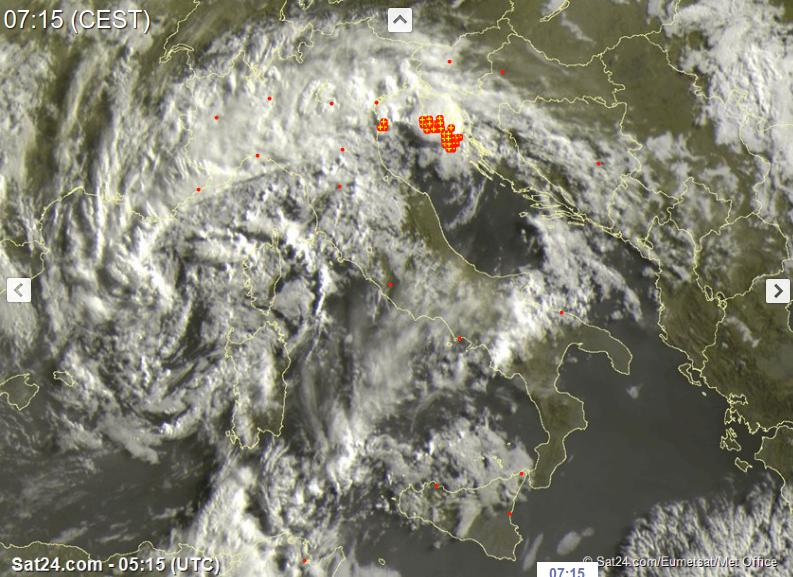 Tempo instabile o perturbato oggi in Italia - sat24.com