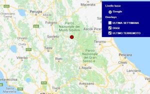 Terremoto oggi Umbria 9 giugno 2018, scossa M 2.0 provincia di Perugia - Dati Ingv