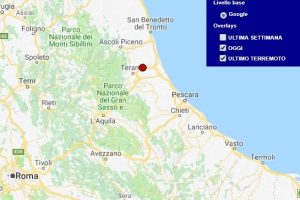 Terremoto oggi Abruzzo 15 giugno 2018, scossa M 2.2 provincia di Teramo - Dati Ingv