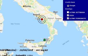 Terremoto oggi Campania 20 giugno 2018, scossa M 3.1 provincia di Salerno - Dati Ingv